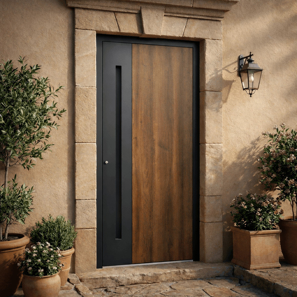 Metron — timber door with anthracite frame