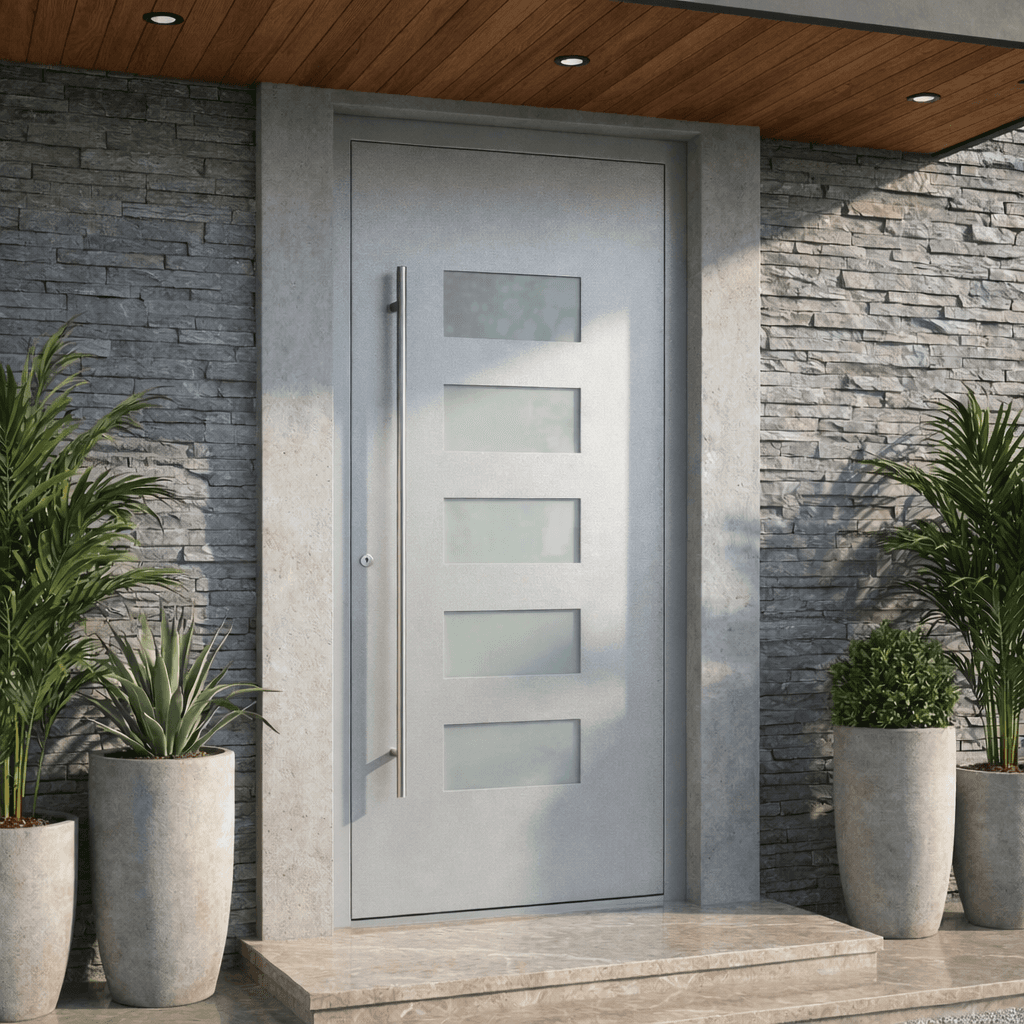 Metron — white door with horizontal glazing
