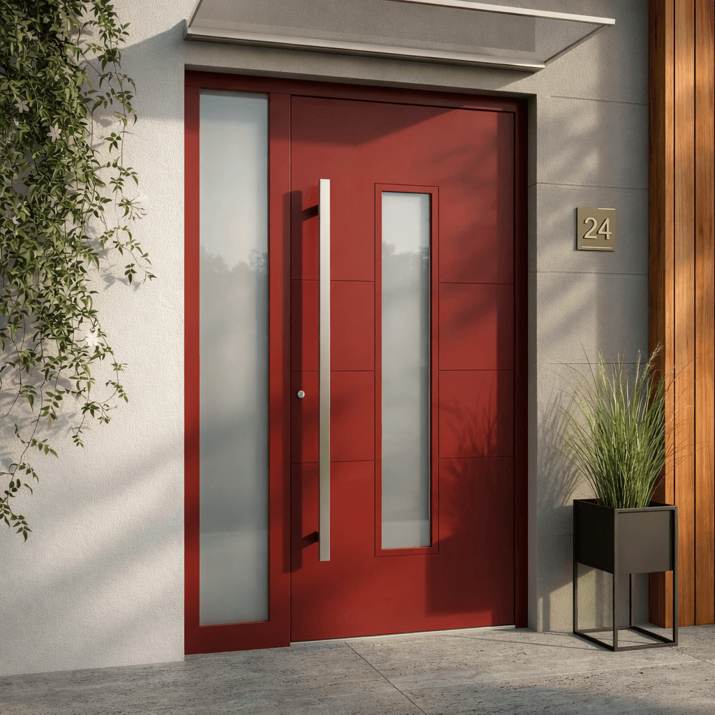 Metron — red door with vertical glazing